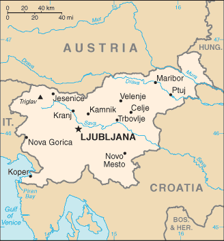 mapa Eslovênia